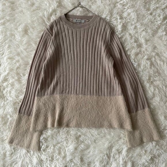 Stylisy Ribbed Flared Knit Sweater Beige - Picture 2 of 6